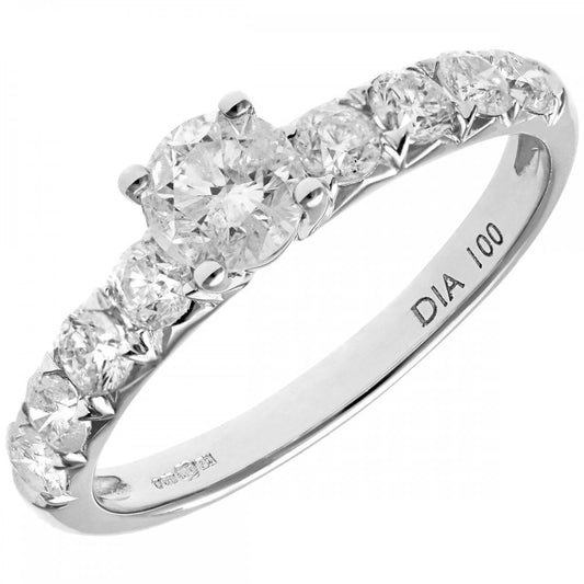 Shoulder Set Diamond Engagement Ring 1ct | 18ct White Gold