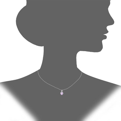 Amethyst & Diamond Kiss Crossover Pendant Necklace | 9ct White Gold