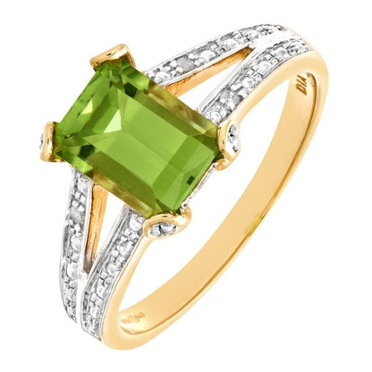 Peridot & Diamond Engagement Ring | 9ct Gold