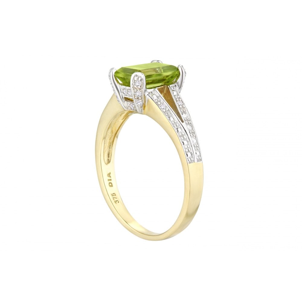 Peridot & Diamond Engagement Ring | 9ct Gold